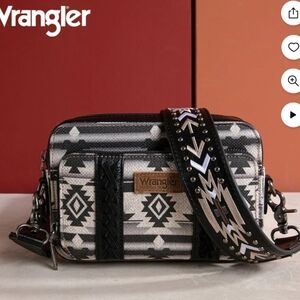 Wrangler Black and White Geometric Crossbody Bag